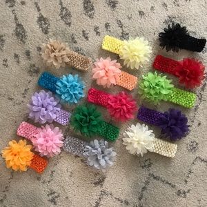 Colorful stretchy headbands with flower